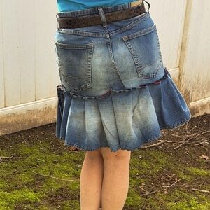 Izod Ruffled Jean Skirt Denim Skirt